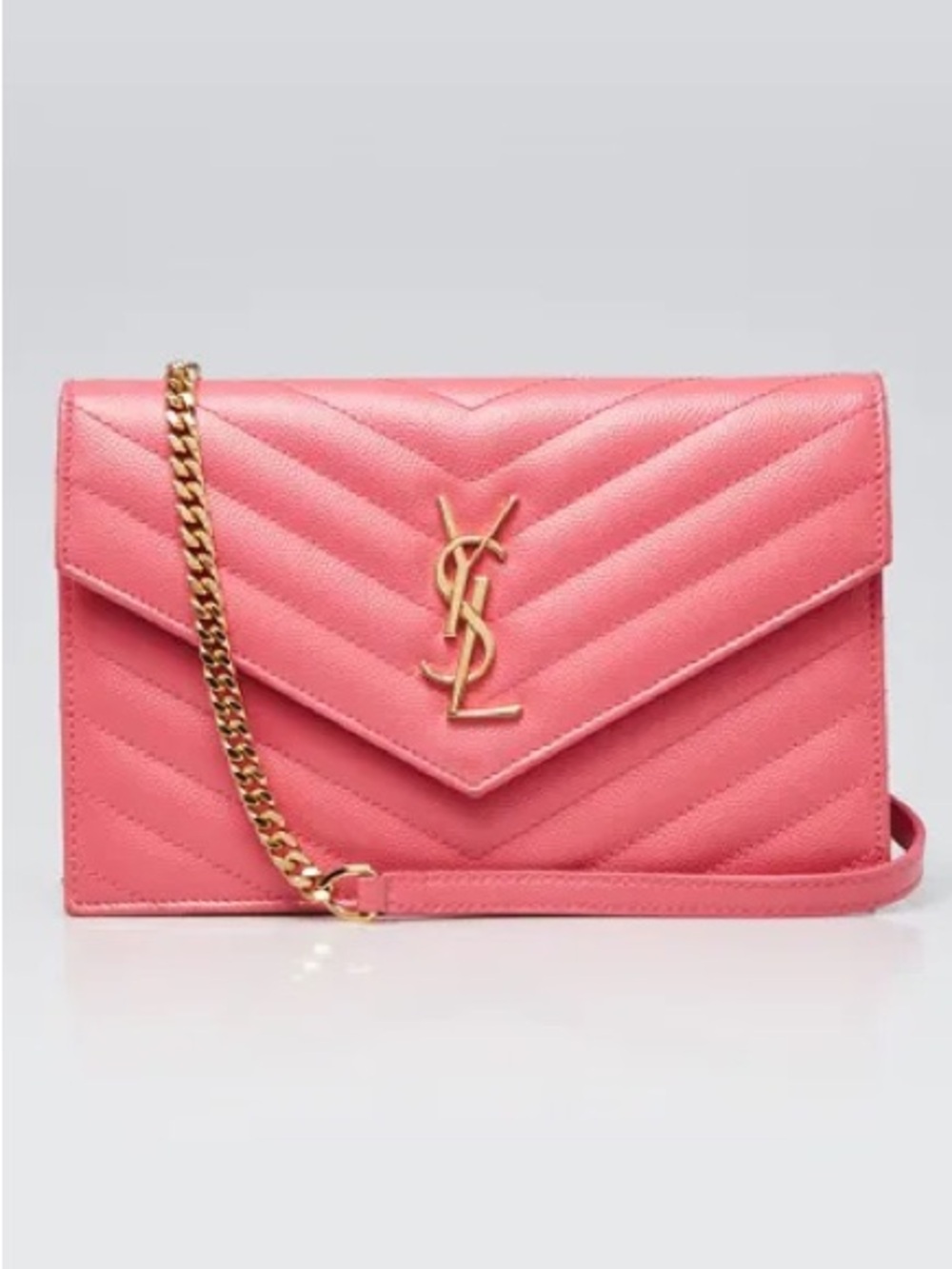 Saint Laurent YSL Small Envelope Rose Clair Quilted Leather Chain Bag